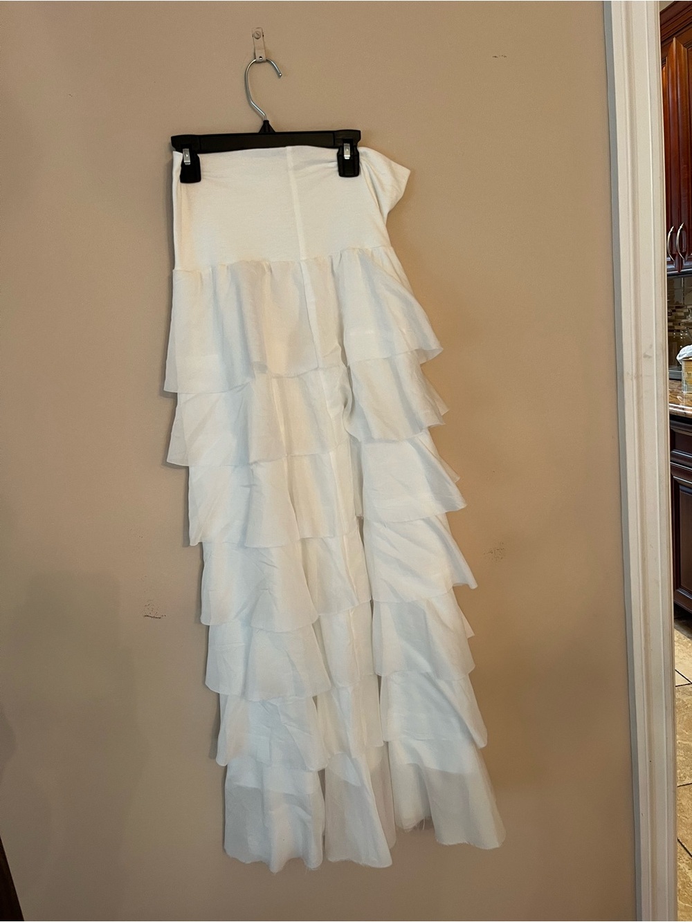 White Tiered Ruffle Maxi Skirt - Elegant Women's Skirt